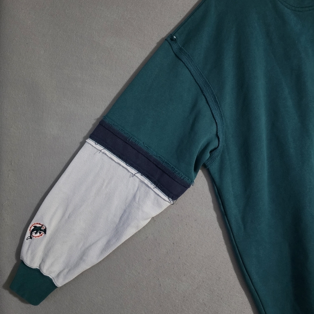 Vtg Y2k No Huddle Mens NFL Miami Dolphins Colorblock Sweater Size 2XL - Picture 12 of 12